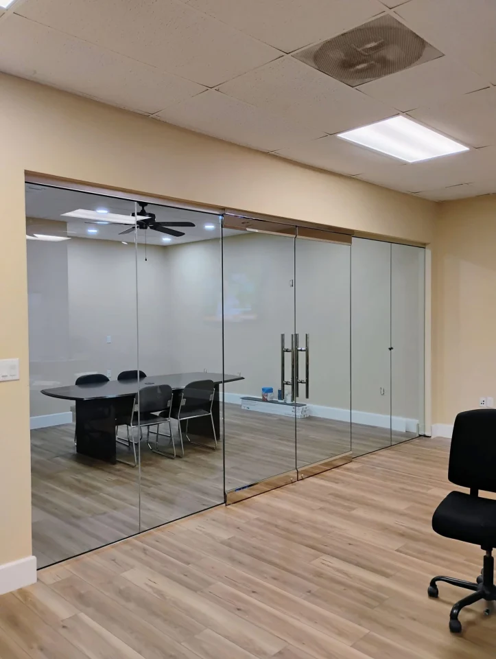 Office full glass double door installation