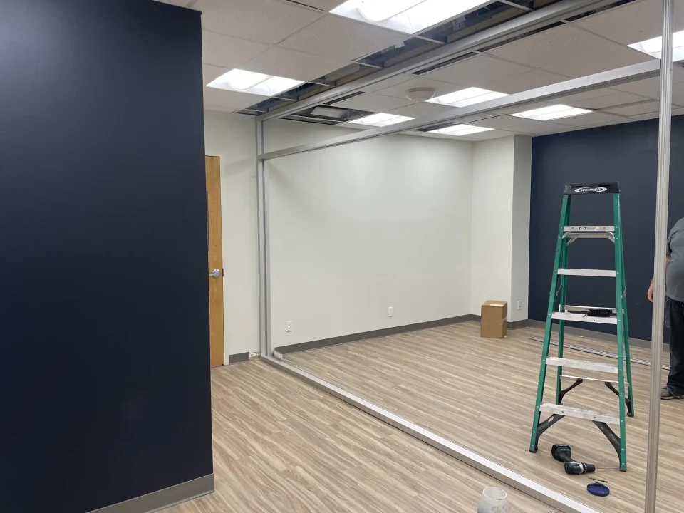 full mirror wall installation