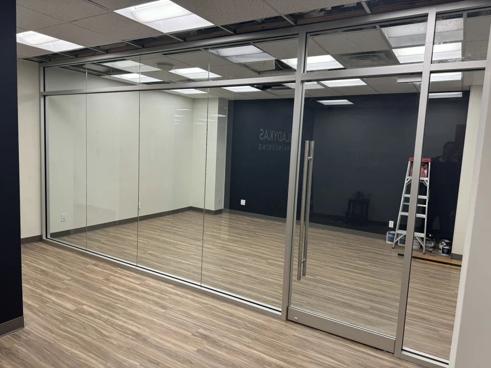 full glass wall and door installation