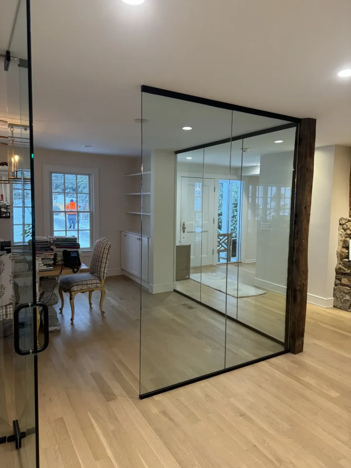 home office glass partition and door