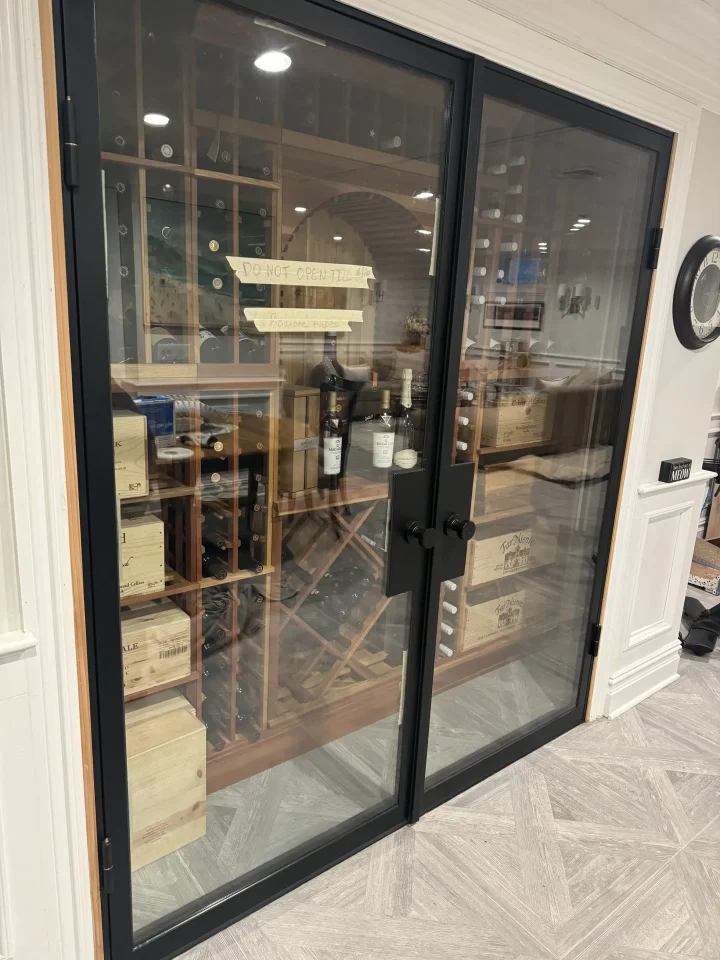 wine cellar glass door installation residential