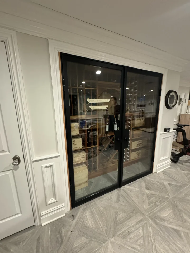 wine cellar glass door installation residential